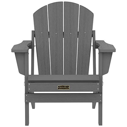 SERWALL Adirondack Chair for Patio Garden Outdoors Fire Pit- (Folding Gray) - WoodArtSupply