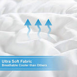 TEKAMON All Season Queen Comforter Winter Warm Soft Quilted Down Alternative Duvet Insert with Corner Tabs, Fluffy Reversible Collection for Hotel, Snow White, 88 x 88 inches TEKAMON
