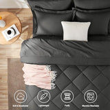 CozyLux King Size Comforter Set Dark Grey - 7 Pieces Bed in a Bag King, Luxury Soft Bed Set for All Seasons, Bedding Set with Down Alternative Comforter, Sheets, Pillowcases & Shams CozyLux