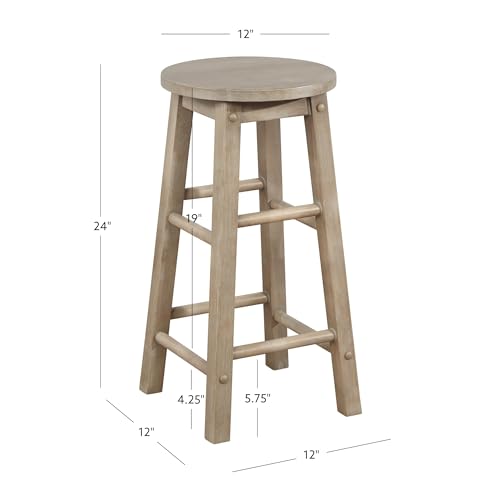 Linon Zeke Grey Wash 24" Counter Stool with Round Seat Linon
