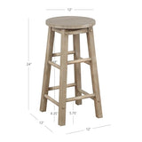 Linon Zeke Grey Wash 24" Counter Stool with Round Seat Linon