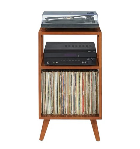 Crosley Furniture Asheville Mid-Century Modern Media Console Record Player Stand, Storage for Vinyl Records, Walnut Crosley Furniture