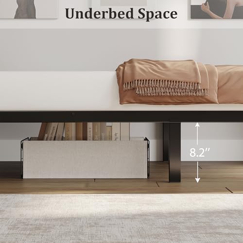 Decofy Metal Bunk Bed Twin Over Twin, Heavy Duty Industrial Bunkbeds for Teen with Bedside Caddy, Convertible Ladder & Flat Rungs, Space Saving Bunkbed Frame for Bedroom Dorm, No Box Spring Needed