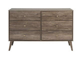 Prepac Milo Mid-Century 6 Drawer Dresser For Bedroom, 16" D x 52.25" W x 33" H, Drifted Gray Prepac