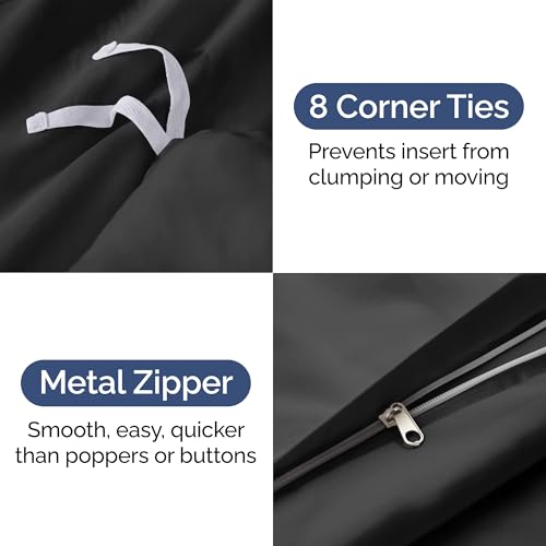 Black Duvet Cover Twin/Twin XL Size - Extra Soft Twin/Twin XL Size Duvet Cover - Lightweight & Breathable - Easy Care & Fade Free w/Zipper Closures & Ties - 68" x 90" Inches - Comforter Not Included CGK Unlimited