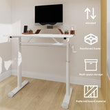 senfeii White Adjustable Study Desk for Kids & Adults – Manual Crank Height-Adjustable, Compact Multi-Purpose Desk for Home/Office (Sit-Stand Use) senfeii