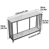 Wisfor 2-Tier Marble Console Table - Modern Entryway Hallway Foyer Table, White, 47.2x11.8x30.7 inch Wisfor