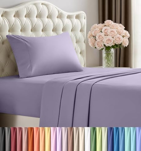 Utopia Bedding Twin Sheet Set – 3 Piece Bed Sheets for Twin Size Bed, Soft and Breathable Microfiber, Includes 1 Fitted Sheet, 1 Flat Sheet and 1 Pillowcase – Oeko Tex (Lavender) Utopia Bedding