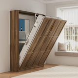 Bobve Farmhouse Murphy Bed Queen, 85" Wall Bed Folds to Save Space, Concealed Bed Frame with Hydraulic Rod and Wall Mounted Features for Apartment/Office/Guest Room Bobve