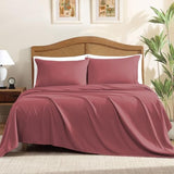 ClevaHome Sheet Set King Size, 4-Piece Bedding, Lightweight & Super Soft Easy Care Microfiber– Shrinkage & Fade Resistant Bedding Set with 14'' Deep Pockets (Dusty Rose) Cleva