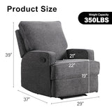 INZOY Manual Recliner with Thicker Backrest, Soft Fabric Recliner Chair with Overstuffed Cushion, Heavy Duty Reclining Sofa for Living Room Bedroom Apartment, Grey