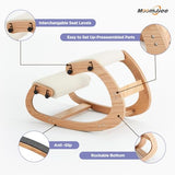 MoomJiee Ergonomic Kneeling Chair,Adjustable Rocking Knee Chair for Home Office,Wooden Office Chair for Back Pain Relief, Beige MoomJiee