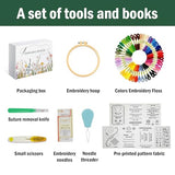 Kenburg Beginners Embroidery Stitch Book, DIY Needlepoint Kits Comes with a Complete Tool Kit, Instructional Tutorial and 6x8 Inch Removable Practice Patterns, Gifts for Craft Lovers, Mom, Women