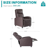 Sweetcrispy Massage Recliner Chair for Adults, Adjustable Home Theater Seating with Lumbar Support for Living Room, Modern Fabric Reclining for Small Space, Brown