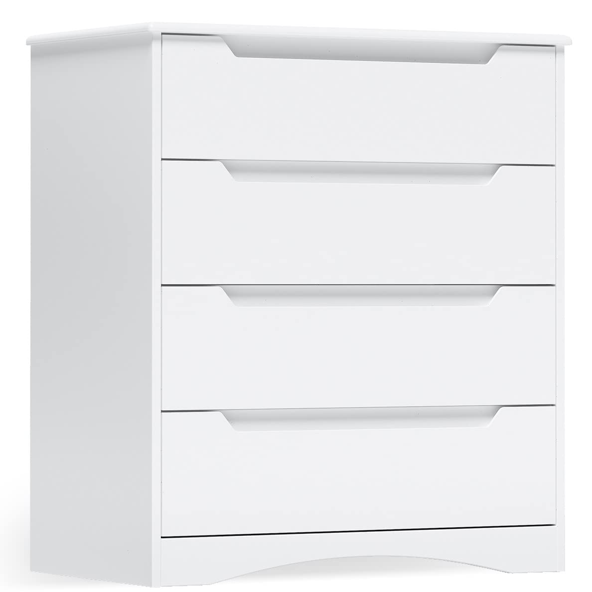 Gizoon 4 Drawer Dresser for Bedroom, Sturdy White Chest of Drawers with Anti-Tip Device, Modern Large Capacity Storage Furniture for Closet, Embedded Handles, Space-Saving Design, Wooden Finish, White Gizoon
