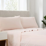 Serta Simply Clean Super Soft Hypoallergenic Stain Resistant Deep Pocket 3 Pieces Solid Bed Sheet Set, Twin XL, Blush Pink Serta