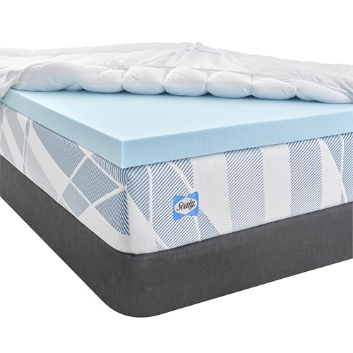 Sealy Dreamlife 3” Gel Memory Foam Queen Mattress Topper with 1” Quilted Cooling Cover, SealyComfort Gel Foam, SealyCool Poly Blend Cover SEALY