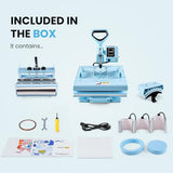 8 in 1 Heat Press kit, 15x15 Heat Press Machines with Attachment 9-30oz Tumblers Press, Hats Press, Flats Press, Multifunction Combo DIY Heats Transfer Press Vinyl for Beginners and entrepreneu AKEYDIY