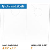 Door Hangers - 4.25 x 11 - Cardstock - Pack of 200, 100 Sheets - Inkjet/Laser Printer - Online Labels Online Labels