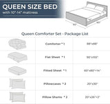 HEVUMYI White Queen Comforter Set - 7-Piece All Season Bed in a Bag Queen, Ultra Soft Bedding Set with Comforter, Flat Sheet, Fitted Sheet, Pillowcases, Pillow Shams HEVUMYI
