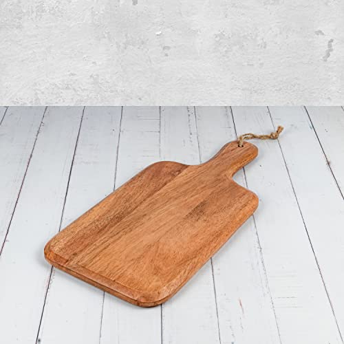 Samhita Acacia Wood Cutting Board, for Meat, Cheese, Bread, Vegetables & Fruits, with Grip Handle (15" x 7") - WoodArtSupply