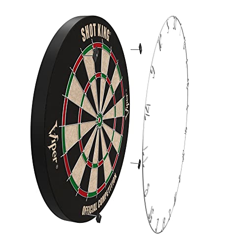 Viper by GLD Products Shot King Regulation Bristle Steel Tip Dartboard Set with Bullseye Metal Radial Spider Wire Compressed Sisal Board with Rotating Number Ring Includes 6 Darts Black Viper