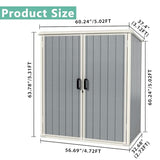 Aoxun Resin Shed 4.7 x 2.7FT Outdoor Storage Shed with Lockable Door and Floor Garden Plastic Shed for Outdoor Storage (Grey) Aoxun