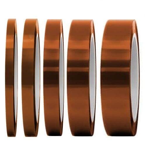 selizo High Temp Tape, 5 Pack Multi – Sized 1/8”, 15/64”, 15/64”, 15/32”, 5/64”, Heat Resistance Up to 280℃ (536℉) selizo