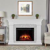 Real Flame Deland Grand Electric Indoor Fireplace with Remote Control, Realistic Infrared Fireplace with Heater, White Real Flame
