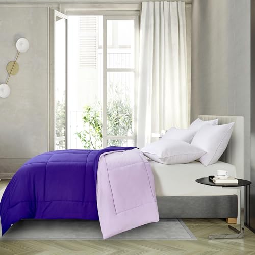 Blue Ridge Home Fashions Comforter Breathable Microfiber Duvet Insert, Summer Cooling Winter Warm Reversible Down Alternative Quilt Comforter for All Season, Full/Queen, Purple/Violet Blue Ridge Home Fashions