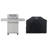 Monument Grills Larger 4-Burner Propane Gas Grills BBQ Stainless Steel Heavy-Duty Cabinet Style with BBQ Cover Monument Grills