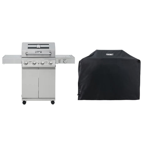 Monument Grills Larger 4-Burner Propane Gas Grills BBQ Stainless Steel Heavy-Duty Cabinet Style with BBQ Cover Monument Grills