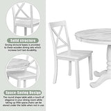 Merax Round Dining Table Set for 4, 5-Piece Faux Marble Kitchen Table Set with 4 Chairs, Farmhouse Table and Chairs Set for Kitchen, Dining Room, Small Space, White Merax