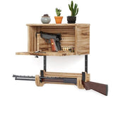 Gun Rack Wall Mount Lock Gun Racks for Wall With Storage 2 Pistol & 1 Gun, Wood Rifle Shotgun Wall Mount Gun display amoard