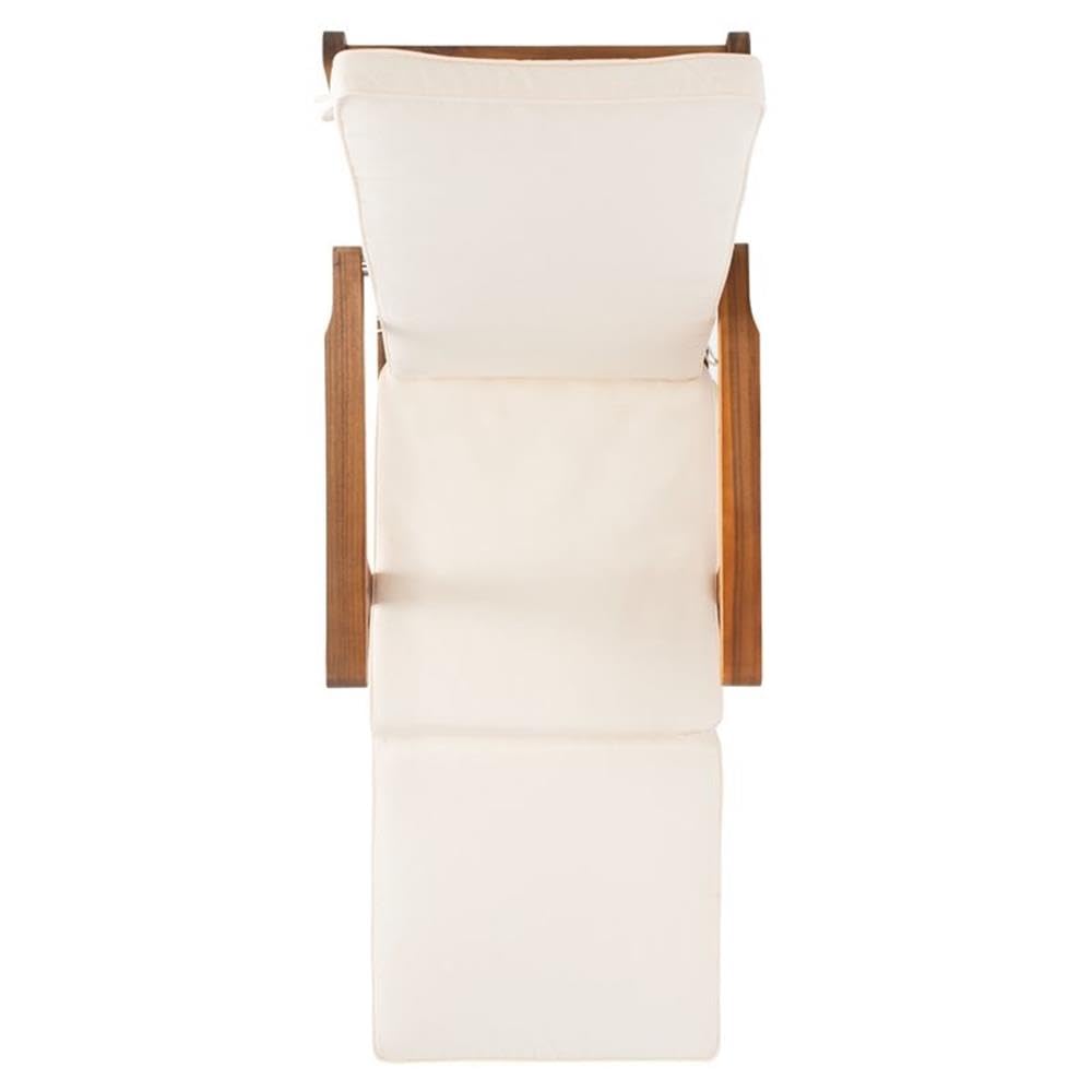 SAFAVIEH Outdoor Collection Palmdale Natural Brown Solid Wood/Beige Cushion Chaise Lounge Chair (PAT7015C) Safavieh