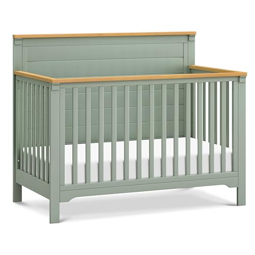 DaVinci Shea 4-in-1 Convertible Crib in Light Sage and Honey, GREENGUARD Gold Certified