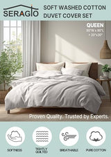 Seragio Duvet Cover Set – Lightweight & Breathable 100% Cotton Single-Layer Fabric, Tie Closure Duvet Cover + 2 Pillowcases, Machine Washable, 6 Colors,No Duvet Insert Included (Brown, Queen) Seragio