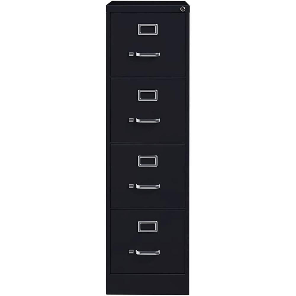 Pemberly Row 4 Drawers 52" Vertical Black Metal Filing Cabinet Lockable Pre-Assembled Stationary Letter Size for Home, Office Pemberly Row