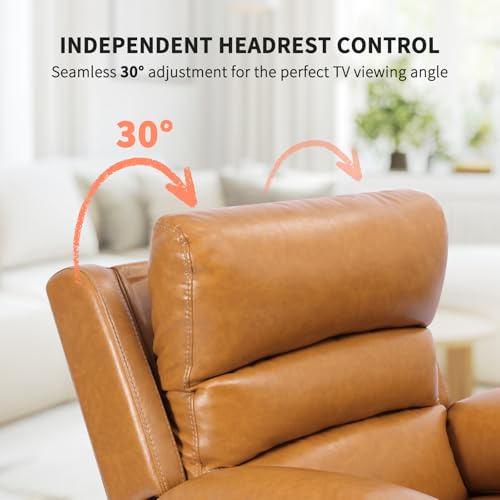 EONIX Power Zero Wall Hugger Power Recliner Chair for Small Space RV Living Room,Power Recliner with Massage and Heat, USB & USB-C Charging Ports, SXXY003992, Saddle Brown