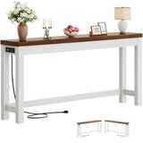 Cyclysio 63" Console Tables for Entryway, Long Console Tables for Living Room, Behind Couch Table, Sturdy Wood Support Farmhouse Entryway Table with 3AC+2USB Charging‌ Station, Rustic Oak Cyclysio
