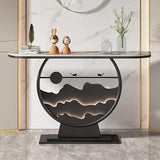 Modern Console Tables for Entryway with Metal Base/LED Light Entryway Table, Console Table Half Moon Hallway Table for Living Room, Hallway, Foyer, Entrance(Black C,120x30x80cm) Diodceraic