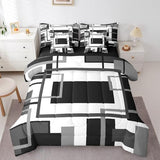 Erosebridal 7Pcs Black and White King Comforter Set for Minimalist,Black Gray Modern Geometric Bed in A Bag,Abstract Geometric Modern Bedding with Bed Sheets,Mid Century Modern Fashion Quilt Erosebridal