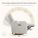 CHITA Swivel Rocker Recliner Chair, Power Nursery Glider Recliner, Nursery Rocking Chair with Adjustable Power Headrest, FSC Certified, Solid Wood Base, Crockery (Gray) CHITA