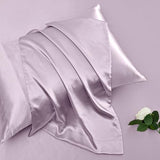 Vonty Extra Deep Pocket Full Sheet Sets - Cooling & Silky Satin Full Size Sheets with 18-24 Inch Deep Pocket, Luxury Lavender Satin Bed Sheets Fit Up to 24" Deep Mattress - 4 Piece Vonty