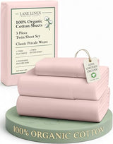 LANE LINEN Eco Friendly 100% Organic Cotton Twin Sheet Set, Hotel Quality Premium Bedding Sheets & Pillowcases Set Twin Size, Soft & Comfy Percale Sheets, Machine Wash Bed Sheets- Sepia Rose LANE LINEN