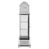 Acme Noralie Wood Frame Grandfather Clock with LED in Mirrored and Faux Diamonds Acme