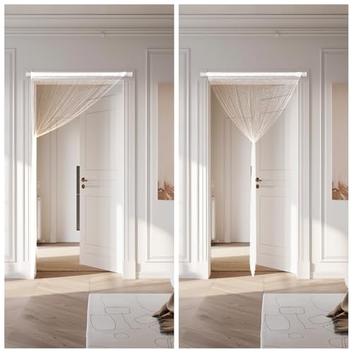 4 Pieces Glitter String Curtains Doorway Beads Curtains, 39 x 79 Inch Hanging Fringe Hippie Room Divider Door String Curtain Boho Doors Tassel for Doorways, Windows, Closet, Privacy Decor (White) VavoStocks