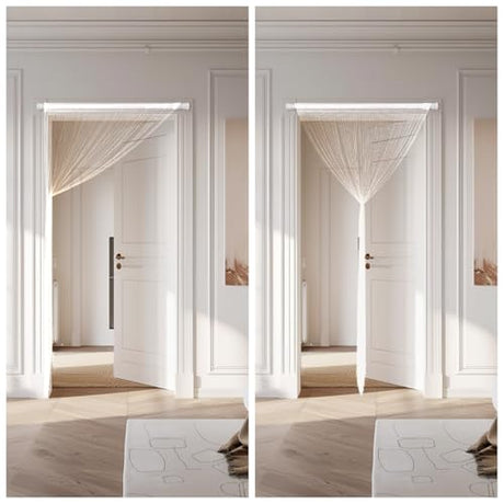 4 Pieces Glitter String Curtains Doorway Beads Curtains, 39 x 79 Inch Hanging Fringe Hippie Room Divider Door String Curtain Boho Doors Tassel for Doorways, Windows, Closet, Privacy Decor (White) VavoStocks