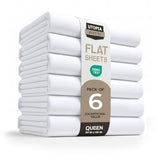 Utopia Bedding Flat Sheets - Pack of 6 - Soft Brushed Microfiber Fabric - Shrinkage & Fade Resistant Top Sheets - Easy Care (Queen, White) Utopia Bedding