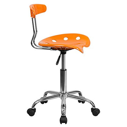 Flash Furniture Elliott Vibrant Orange and Chrome Swivel Task Office Chair with Tractor Seat - WoodArtSupply